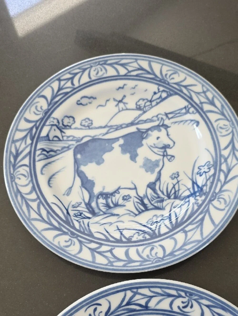 Williams Sonoma Blue and White Farm Animal Plate Set - 5 Pieces